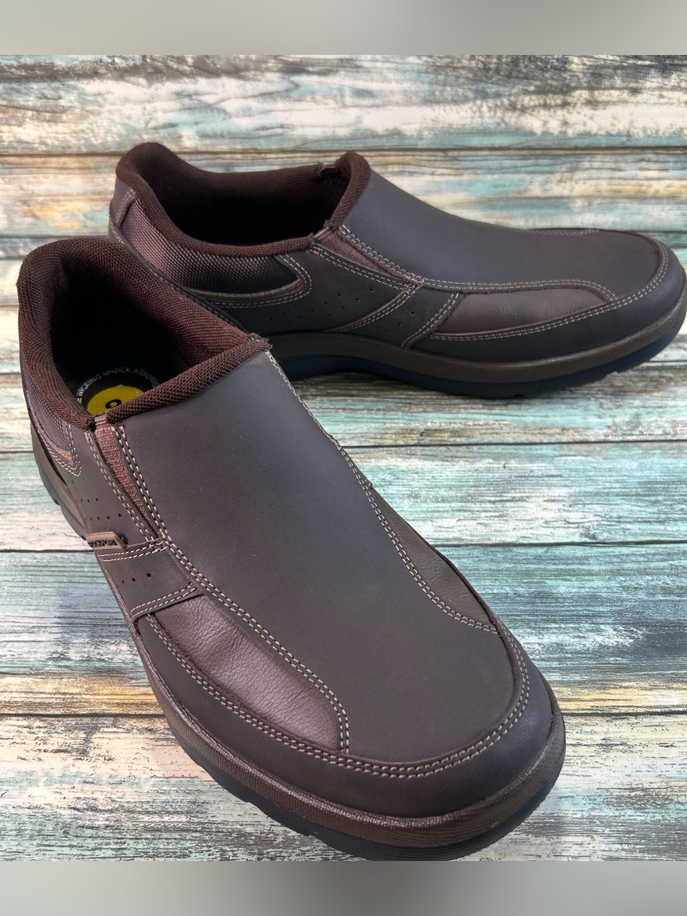ROCKPORT Trutech Comfort Shoe 8M Slip On Dress Work Casual Loafers Brown Leather